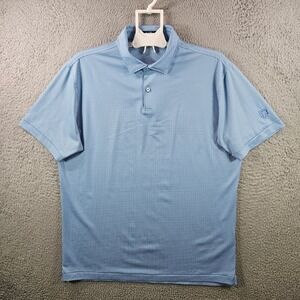 Dunhill Links Mens Light Blue Gingham Golf Polo Shirt Size L
